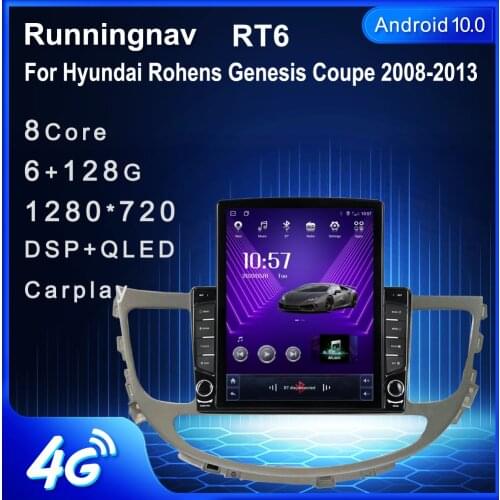 9.7" Android 10.1 For Hyundai Rohens Genesis Coupe 2008-2013 Tesla Type Car Radio Multimedia Video Player Navigation GPS RDS