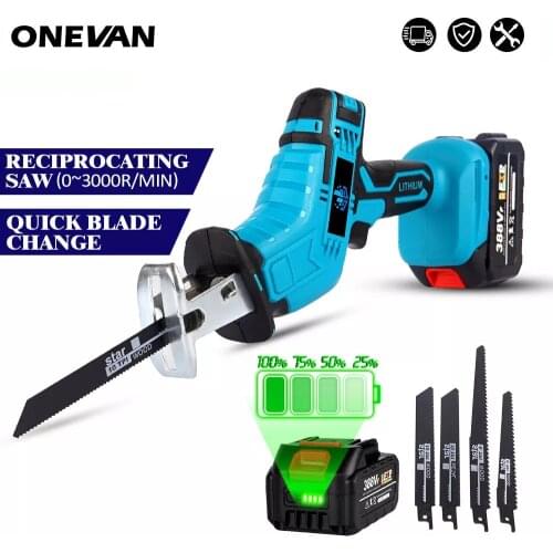 18V Cordless Reciprocating Saw Variable Speed Electric Saw Saber Saw Portable Wood Metal Cutting Chainsaw for Makita 18V Battery