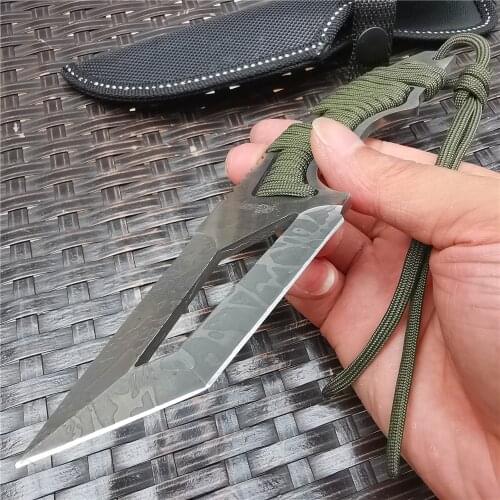 Combat Fixed Knife Green Life-saving Knife, with Sheath and Back Clip, Used for Outdoor Camping and EDC