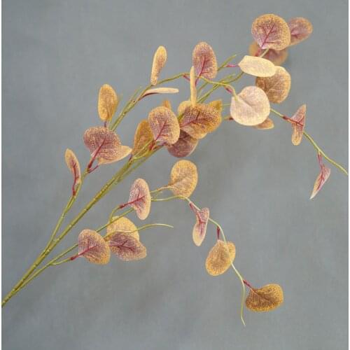 Home Wedding Decoration Silk Green Pink Eucalyptus Stem Artificial Plants Office Decor Indoor Fake Plants Flower Arrangement