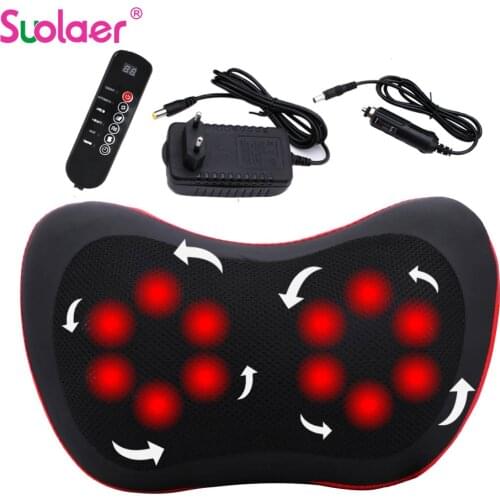Electric Massage Pillow Vibrator Relaxation Shoulder Neck Back Body Heating Kneading Infrared Therapy for Shiatsu Neck Massager