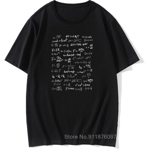 Physics Equation Science T-Shirt Men Math Nerd Male Tshirt Funny Basic Tees Crew Neck Pure Cotton Costume Summer T Shirts