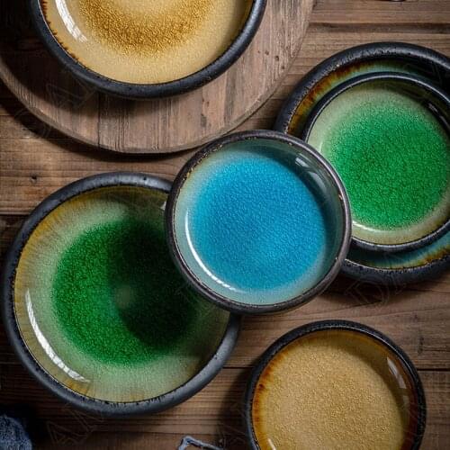 Ice Crack Ceramic Bowl Living Room Fruit Cake Tableware Sushi Sashimi Platees Main Course Salad Plate Home Decoration Tray