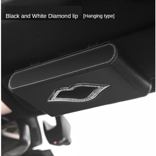 Leather Car Tissue Paper Box Holder Lips Hanging Sun Visor Armrest Napkin Towel Storage Boxes Case Interior Accessories