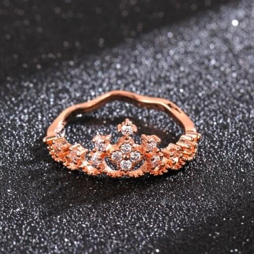 MANGOSKY CZ Crown Ring wedding ring rose gold for women free shipping