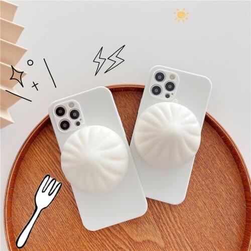 Agrotera Soft TPU Case Cover for iPhone 7 8 Plus X XS XR 11 Pro Max SE 2020 12 mini 3D Cute Chinese Baozi Steamed Stuffed Bun