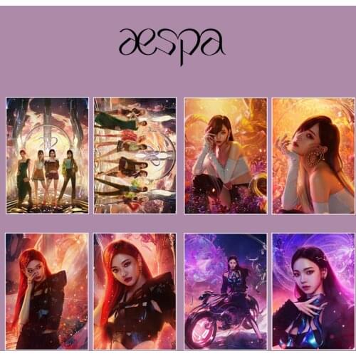 KPOP AESPA New Album Next Level Figure Photos Winter Giselle Ningning Karina Pasteable Poster Wall Sticker Room Decor B40