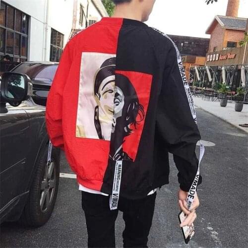 Autumn Jacket Patchwork Hoodie Sweatshirts zipper Hip Hop Hoodie Funny High Street Streetwear Clothing Japan Cool Hoodie Male