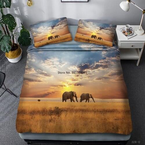Bohemian Animal Elephant Double Bed Bedding Bedding 2-3 Pieces Eiderdown Quilt Covers Big Bedding Covers Full Queen Size Luxury