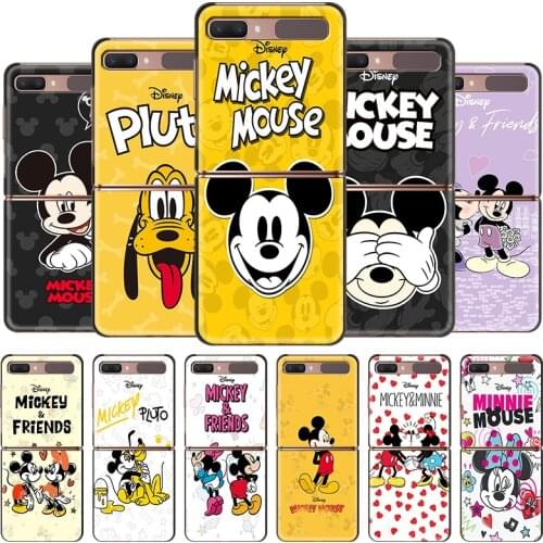 Lovely Disney Mickey Shockproof Cover for Samsung Galaxy Z Flip Flip3 5G Black Phone Case Shell Hard Fundas Coque Capa