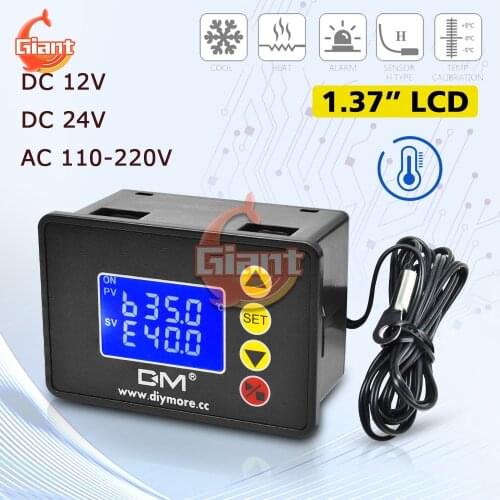 AC 110V 220V DC 12V 24V Temperature Controller DM-1.37 Inch LCD Dual Digital Display Thermoregulator Thermostat For Incubator