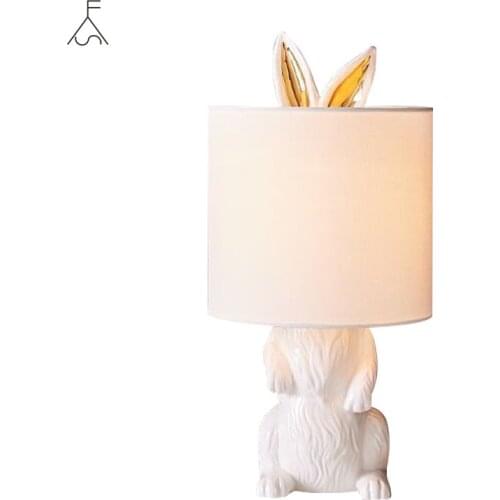 Retro Lndustrial Home Decor Desk Lights Modern Resin Masked Rabbit Table Lamps Luminaire for Bedroom Bedside Lighting Fixtures