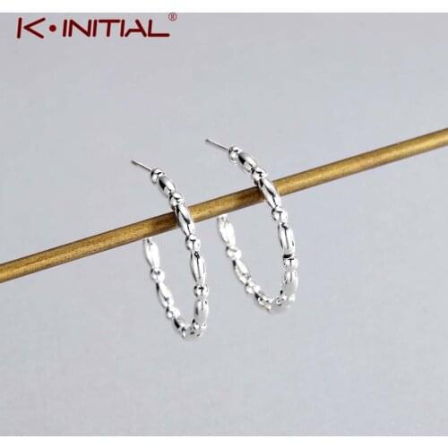 Kinitial Bamboo Earrings Geometric Open C Earrings for women Bamboo Style Round Circle Earrings Statement Piercing Jewelry