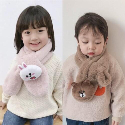 Tonytaobaby Autumn and Winter Fashion Childrens Scarf Boy and Girl Cute Cartoon Plush Baby Neck Scarf