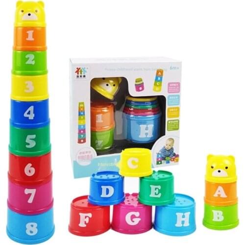 Stacking Cups Kids Toy Baby Funny Rainbow Tower Ring stacking blocks Stack Up Nest Children Education Boy Girl Kid Baby