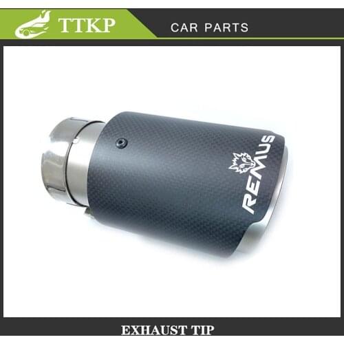 1PCS Car Universal REMUS Exhaust Pipe 51/80MM Inlet 76/89/101/114MM Outlet Matt Carbon Fiber Stainless Mufflers Tip Nozzle