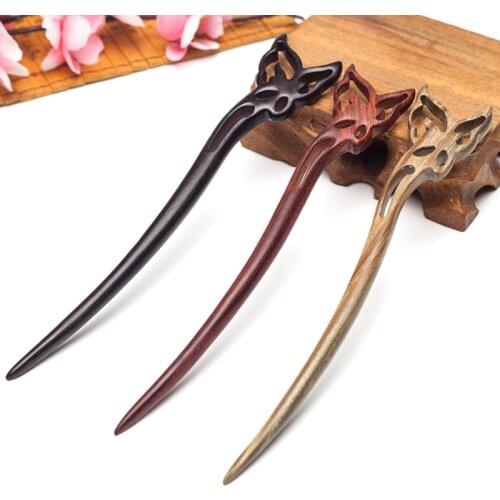Butterfly hollow carved casual wooden hair sticks pins DIY Simple women Chinese Japanese wood head jewelry accessories ornaments