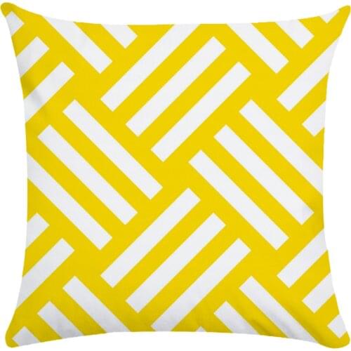 Yellow Geometry Pattern Cushion Cover Geometric Printed Pillowcases Short Plush Pillow Covers Sofa 45x45cm Cushion Cover