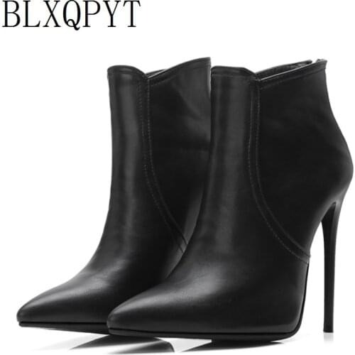 Autumn Winter Boots Women Pointed Toe Ankle Boots Thin Super High Heels12cm High Boots Sexy Pumps Women Shoes Big Size 34-48 S73