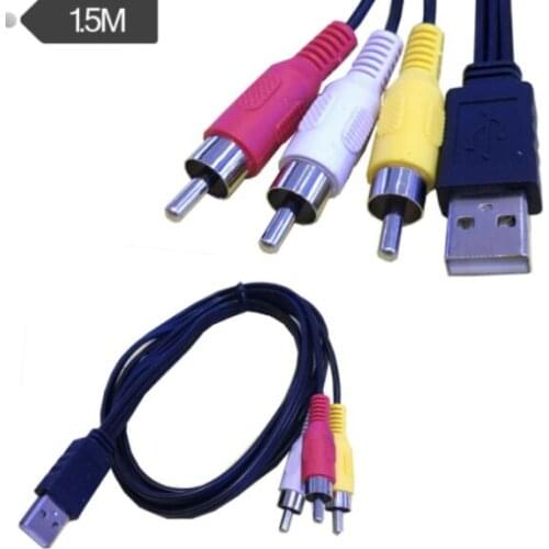 1.5m USB A Male to 3 RCA AV Cable extension cord Audio Video line connector wire adapter