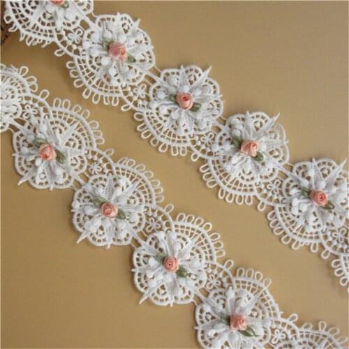 1feet Width 6.5cm Cotton Flower Lace Edge Trim Ribbon Fabric Embroidered Applique Sewing Craft Crochet DIY Wedding Dress Clothes