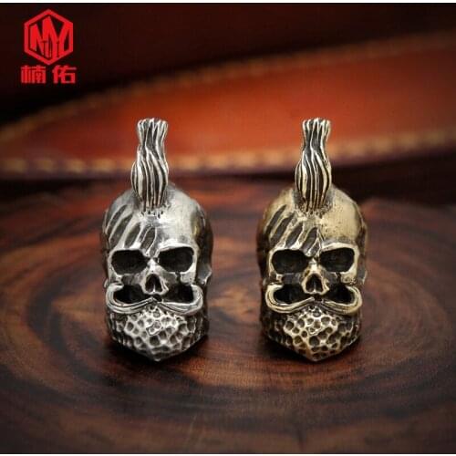 1PC Mohawk Soul Skeleton Skull Brass Copper Knife Bead Lanyard Pendant Umbrella Rope DIY Decorative Accessories EDC Tool