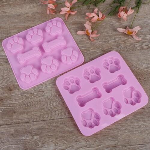 1pc Dog Bone Dog Footprint Cake Mold Silicone Dog Bone Molds Party Supplies