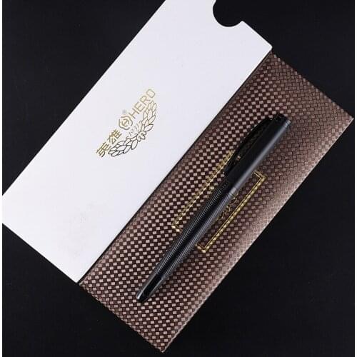 1pcs High-end Metal Matte black thread body fountain pen 0.5mm Iridium Nib ink pens Business Office Авторучка Stationery Gift