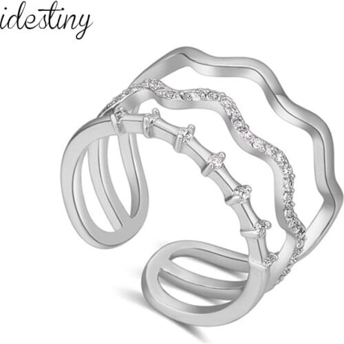 11.11 Lover Wedding Ring For Women New Brands Classic Engagement Midi Finger Rings Adjustable Rose Gold Color with CZ Jewlery