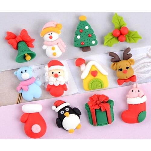 20/50Pcs Resin New Cute Christmas Series FlatBack Cabochon Scrapbooking Hair Bow Center Embellishments DIY Accessories
