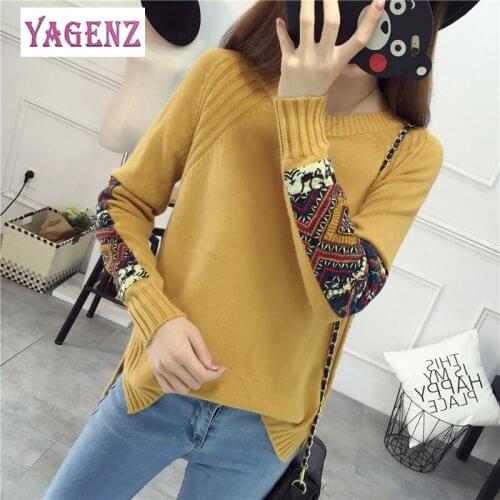 2020 Autumn Winter Women Knitted Pullover Sweater High Quality O Neck Patchwork Plus Size Lady Short Sweaters Shirt Casual Tops