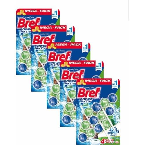 4top 3 pcs * 5'li package Toilet deodorizer Bref Power Aktiv Pine TrioPack