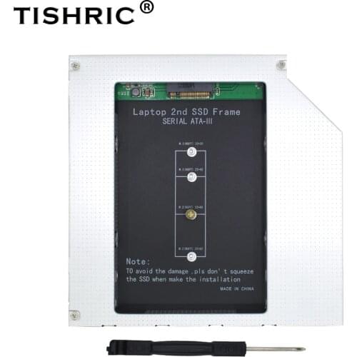 TISHRIC Caddy 12.7mm Adapter Dvd Hdd Hard Drive Enclosure Optibay Adapter Hard Disk Drive Aluminum alloy casing For M2 NGFF