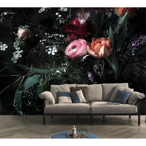 Beibehang European retro flower flowers tulips roses Nordic mural background wall living room custom home decoration painting