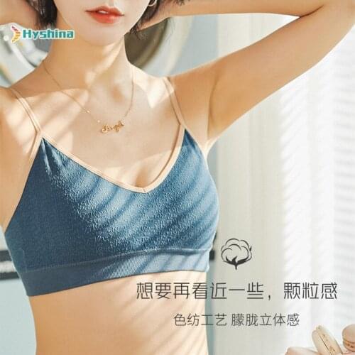 Seamless thin sexy back suspender girls breast wrapped seamless no steel ring with bra pad underwear