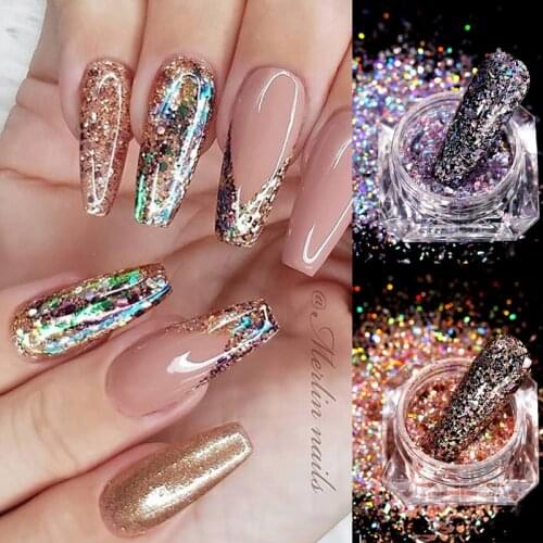 Glitter Nail Sequins Holographics Powder Shining Irregular 3D Hexagon Colorful Sequins Summer Popular DIY Nail Art Decoration