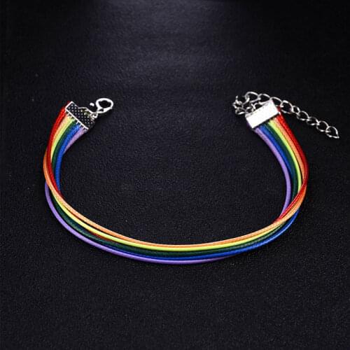 Hot Sale 2021 Vintage Colorful Rope Chain Charm Bracelet Fashion Gay Pride Rainbow Bracelet Friendship Bracelet for men women