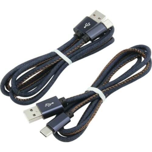 Denim USB Charging Data Sync Cable for iPhone 12 11 X XS Max 8 7 6 Samsung LG Xiaomi Huawei Oneplus Android Phone Cables