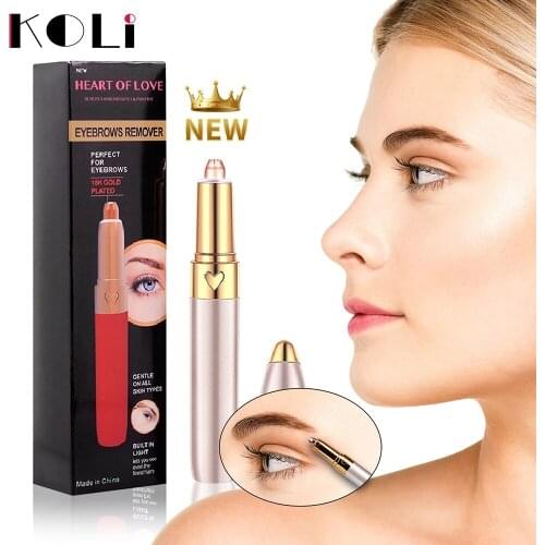 KOLI Electric Eyebrow Trimmer Women Mini Eyebrow Shaver Instant Painless Face Brows Hair Remover Epilator Portable Razors