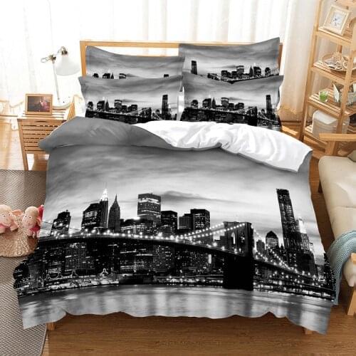 Night View Bridge Bedding Set Duvet Cover Set 3d Bedding Digital Printing Bed Linen Queen Size Bedding Set Fashion Design