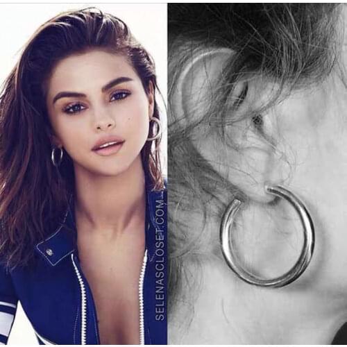 Stainless Steel Minimalist Geometric Big Circle Round Open Hoop Earrings for Women Statment Chunky Punk Metal CC Light Weight