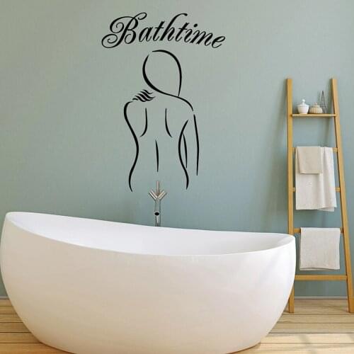 Bath Time Wall Decal Lettering Words Woman Bathroom Shower Room Waterproof Interior Decor Vinyl Window Stickers Mural Art M228