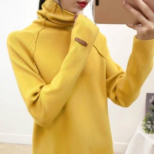 New Autumn And Winter Knitted Sweater Women High-Collar Thickened Pullover Loose Sweater Large Size Knitted Shirt