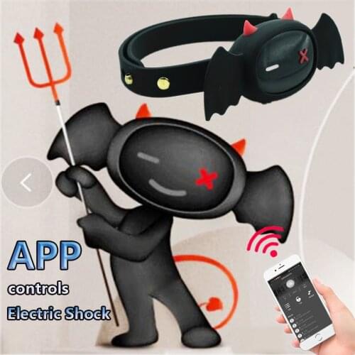 QIUI Little Devil APP Control Electric Shock Collar Restraint Slave BDSM Collar Fetish Adult Games Sex Toys For Couples Gay 18