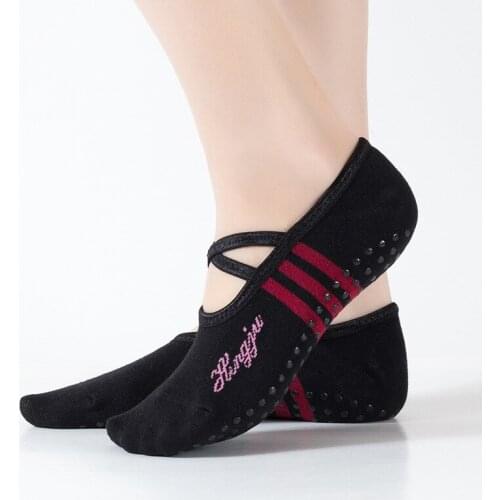 S005A High Quality Bandage Yoga Socks Anti-Slip Quick-Dry Damping Pilates Ballet Socks Good Grip For Women Cotton yoga Sock