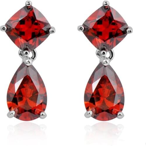 New Fashion Color S925 Sterling Silver Inlaid Zircon Four-Claw Geometric Zircon Earrings