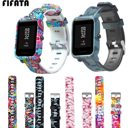 FIFATA Painted Silicone Sport Strap + Painted PC Watch Protective Shell For Xiaomi Huami Amazfit Bip/GTS Smart Watch Accessories