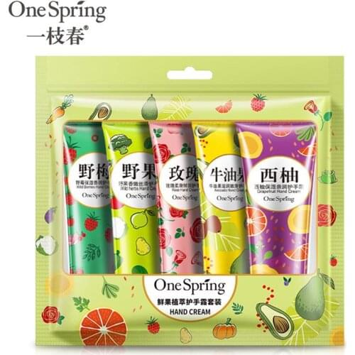 One Spring Plants Hand Cream Set 5pcs Moisturizing Hand Cream Nourishing Anti Chapping Oil Control Hand Care