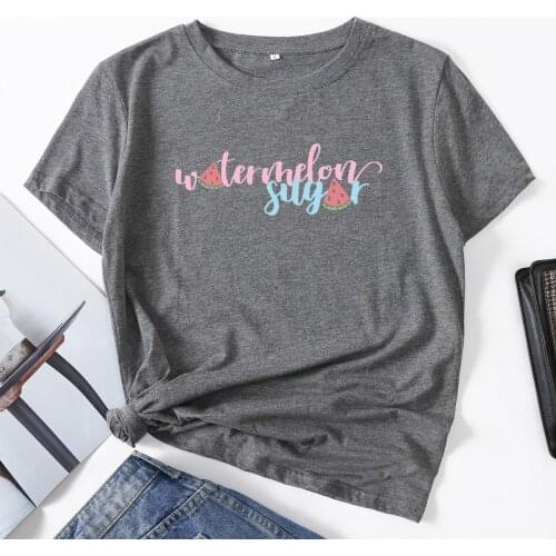 Sweet Watermelon Sugar Fruit Woman T-Shirt Short Sleeve T-Shirts Summer Tops for Women Cotton Graphic Tee Female Shirt Clothes