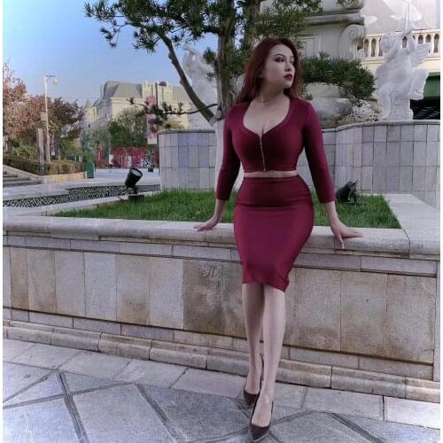 2021 New Bodycon Womens Two-piece Set Summer Sexy Long Sleeve Crop Tops and Midi Skirt Femme Streetwear Skirt Outfit